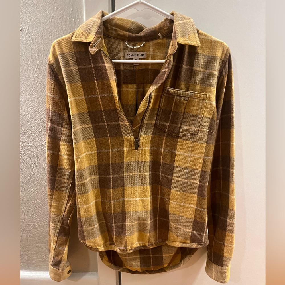 Toad&Co Women's Plaid Button Down Shirt - Brown and Yellow